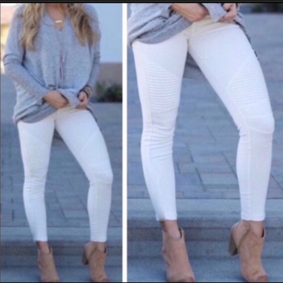 LAST PAIR☝️Moto Leggings-WHITE - Picture 1 of 4